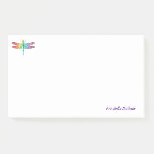 Post-it® Libellule personnalisée d'aquarelle d'arc-en-ciel