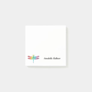 Post-it® Libellule personnalisée d'aquarelle d'arc-en-ciel