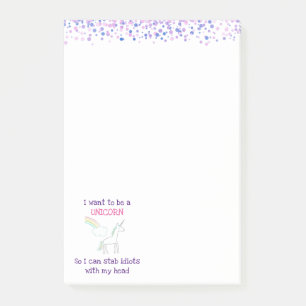 Post-it® Licorne Edge avec Arc-en-ciel et Confettis Drôle