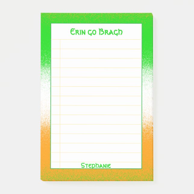 Post-it® Ligné | St Patrick's Day Gold/Green/White Stripes (Devant)