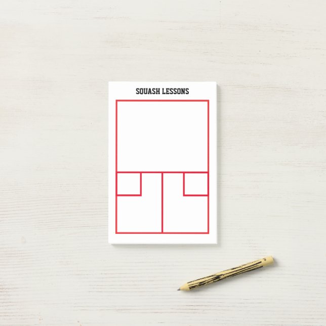 Post-it® Lignes de court de squash top view personnalisée (Sur un bureau)