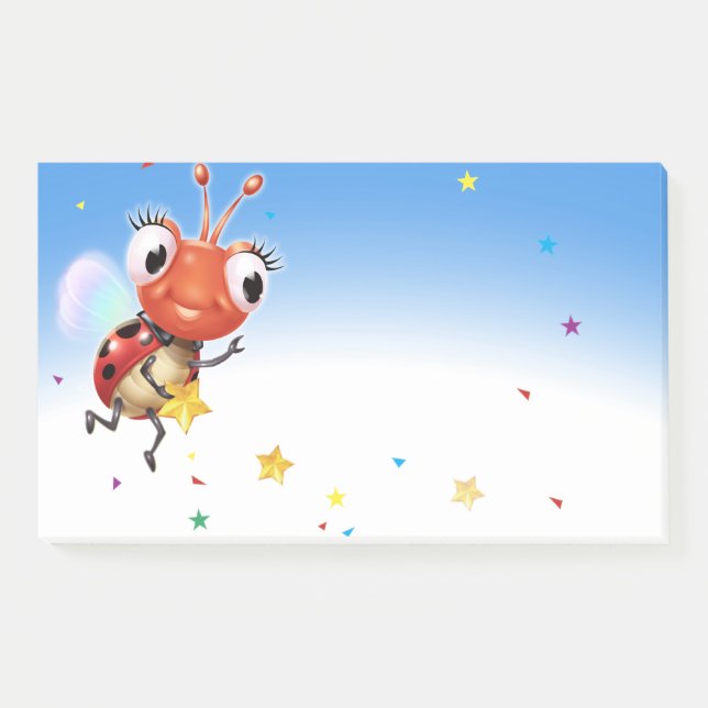 Post-it® Lil Ladybug Post-it bloc de note large bleu fondu (Devant)