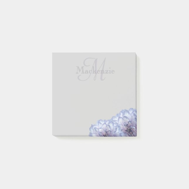 Post-it® Lilac Dahlia Floral Monogramme Nom personnalisé Gr (Devant)