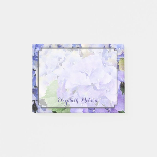 Post-it® Lilas d'aquarelle d'hortensia et coutume bleue (Devant)