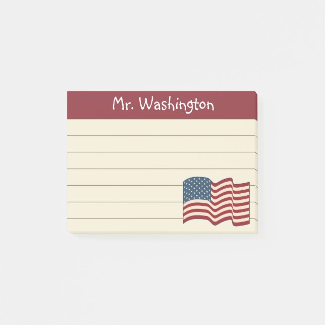 Post-it® Lined Teacher's American Flag Post It Notes Cadeau (Devant)