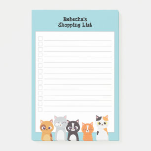 Post-it® Liste d'achat de chats curieux Personnalisé