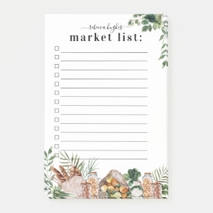 Post-it® Liste d'achats du marché de l'aquarelle   Monogram