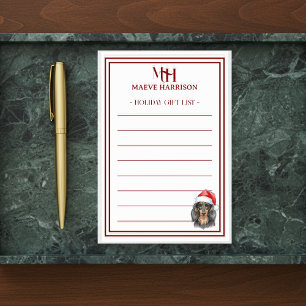 Post-it® Liste de cadeaux de vacances Monogram Dachshund pe