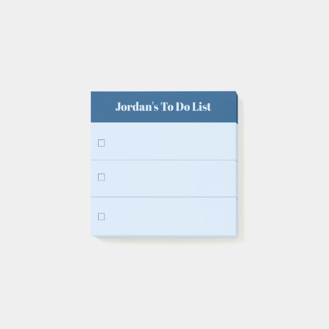 Post-it® Liste de choses à faire bleu moderne avec nom pers (Devant)