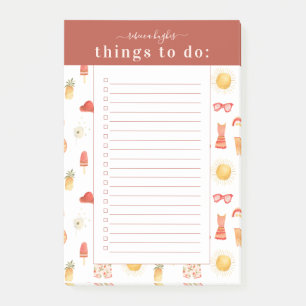 Post-it® Liste de choses à faire   Monogramme Boho été rétr