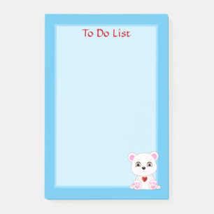 Post-it® Liste de choses à faire Ours polaire sur fond bleu