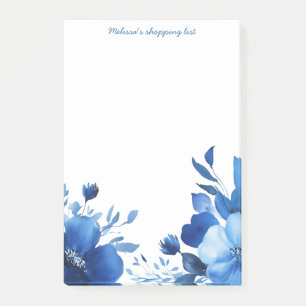 Post-it® Liste de courses Blue Blooms PERSONNALISÉE