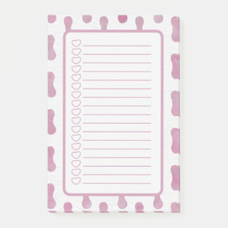 Post-it® Liste de notes de formes roses personnalisées.