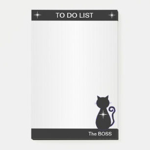 Post-it® Liste de tâches élégante et silhouette de chat noi