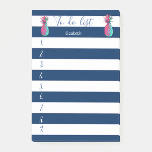 Post-it® Liste de tâches moderne rayée bleue, ananas