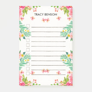 Post-it® Liste de tâches personnalisée Florale Tropicale