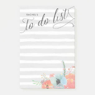 Post-it® Liste de tâches personnalisée Stripe et Bloom