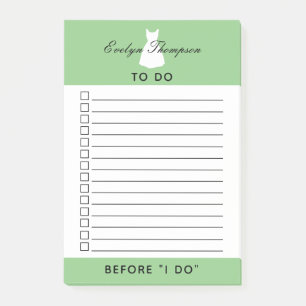 Post-it® Liste de vérification du Mariage de la mariée vert