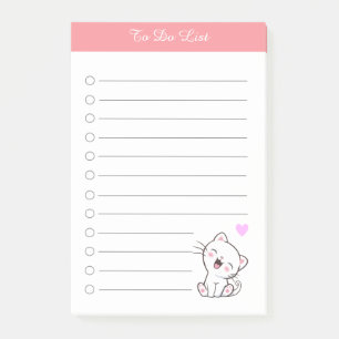 Post-it® Liste élégante de choses à faire & Chatte blanche