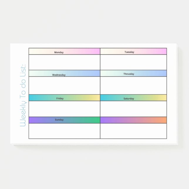 POST-IT® LISTE HEBDOMADAIRE À FAIRE (Devant)