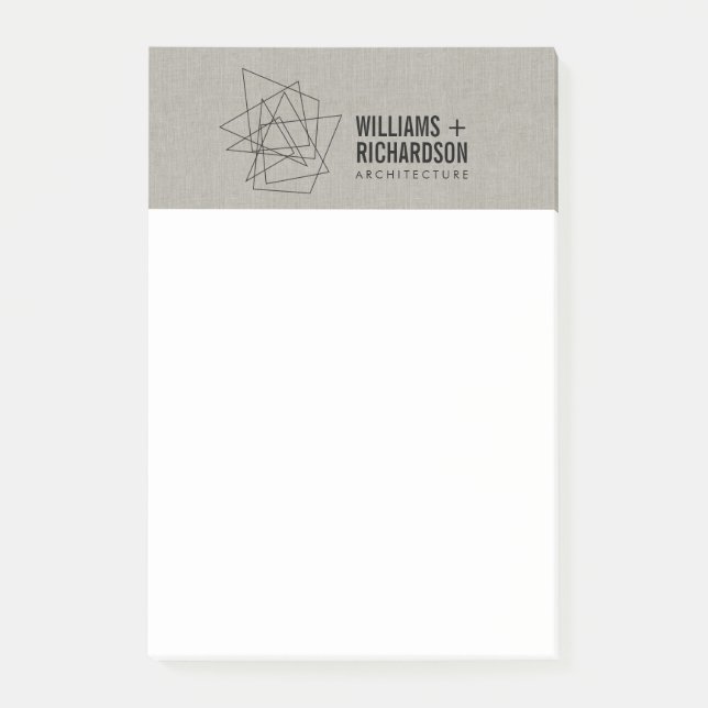 Post-it® Logo d'architecture géométrique Abstrait Lin/Noir (Devant)