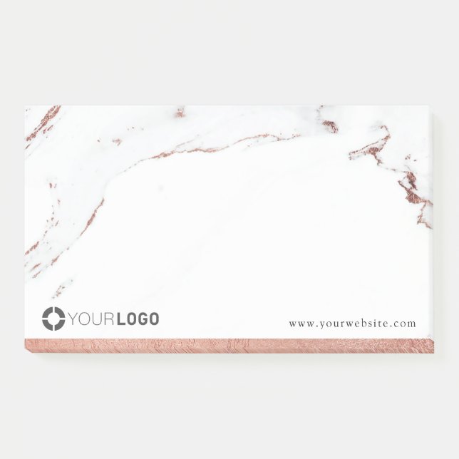 Post-it® Logo de la société moderne en marbre d'or rose (Devant)