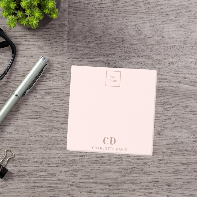 Post-it® Logo d'entreprise Blush rose monogramme (Créateur téléchargé)