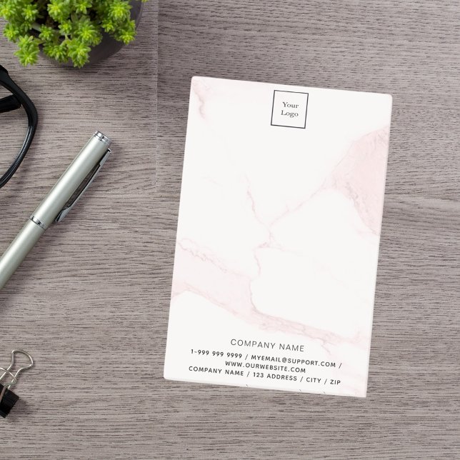 Post-it® Logo d'entreprise en marbre rose (Créateur téléchargé)