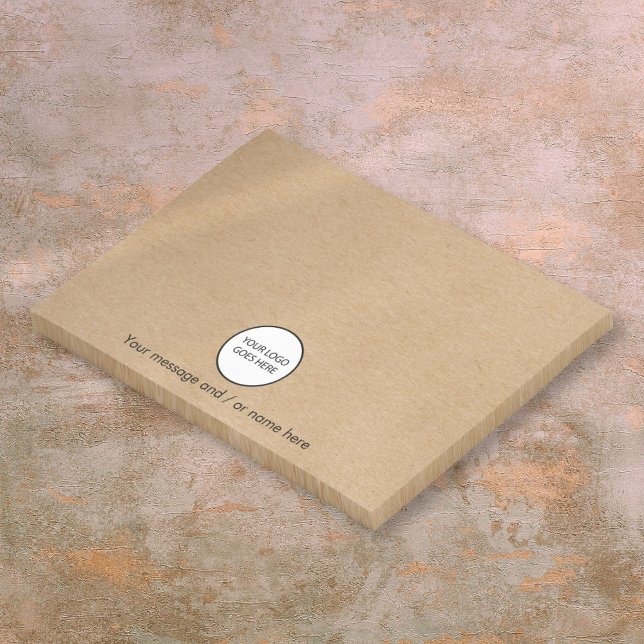 Post-it® Logo d'entreprise personnalisé Rustic Kraft (Personalized Company Business Logo Rustic Kraft Post-it Notes)