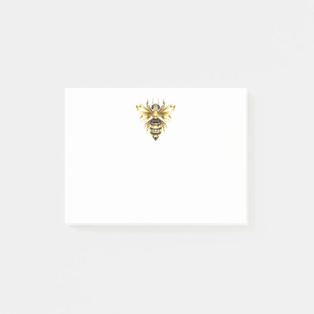 Post-it® Logo Faux Gold Foil Bee Polygonal sur Noir (Devant)