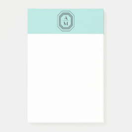 Post-it® Logo Monogramme Art Déco Stoppé sur Mint Blue/Gree