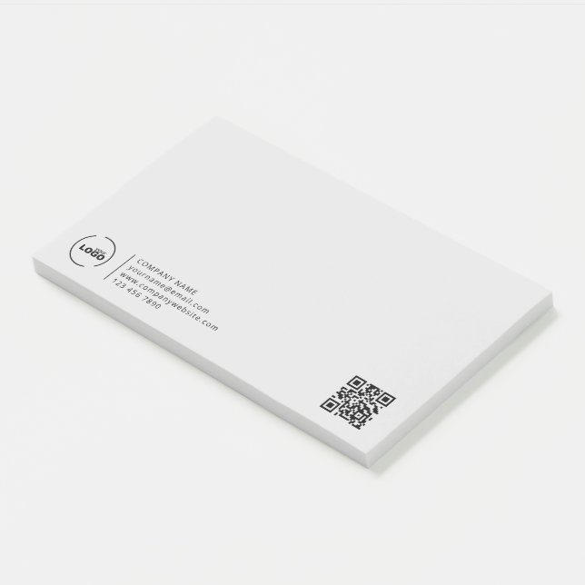 Post-it® Logo professionnel moderne entreprise QR Code gris (Incliné)
