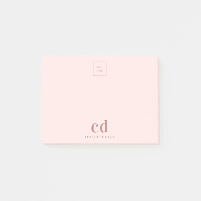 Post-it® Logo rose or rose monogramme entreprise (Devant)