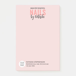 Post-it® Logo Technicien en Onglerie Rose Pâle Moderne