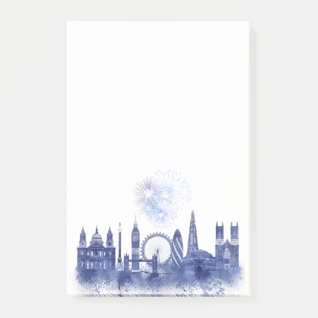 Post-it® Londres Skyline - Aquarelle bleue (Devant)