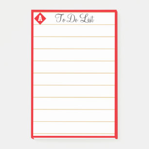 Post-it® Losange rouge et monogramme sur intérieur blanc