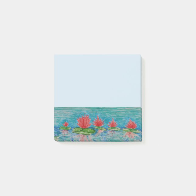 Post-it® Lotus rose Fleurs dessin d'art Notes (Devant)