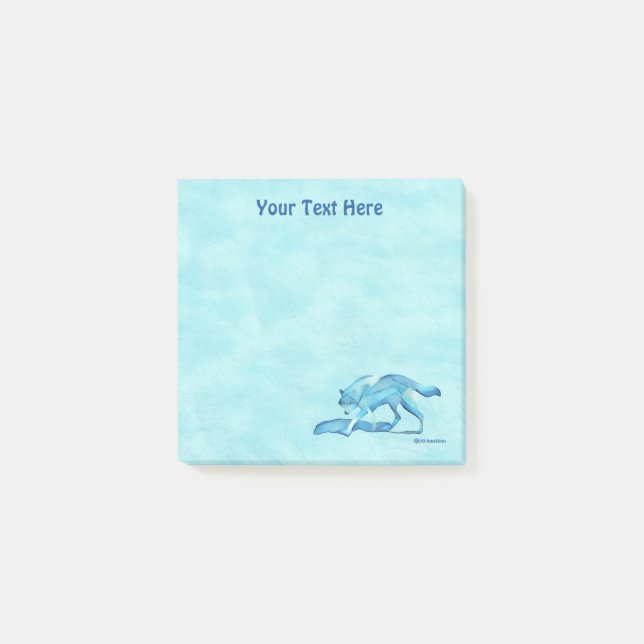 Post-it® Loup Bleu Sur Neige (Devant)