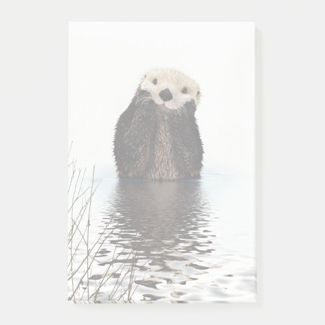 Post-it® Loutre de sourire adorable dans le lac (Devant)