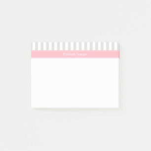 Post-it® Lt Gris Rayure Blanche Monogramme Rose Nom
