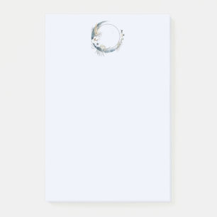 Post-it® Lune de croissant bleu avec fleurs blanches