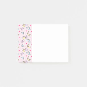 Post-it® Lune, étoiles et nuages Motif sur Pastel Pink