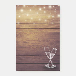 Post-it® Lunettes de Champagne mariage Chaîne Lumière Bois 
