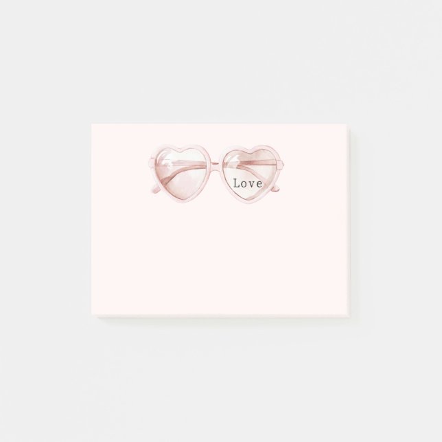 Post-it® Lunettes de cœur rose Amour (Devant)