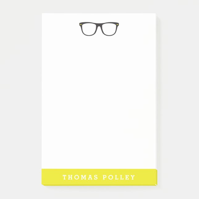 Post-it® Lunettes de Hipster et néon jaune (Devant)