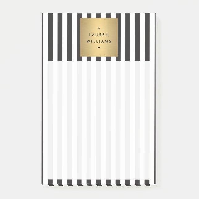 Post-it® Luxe Gras Gras Bandes Bleues Noires et Blances ave (Devant)