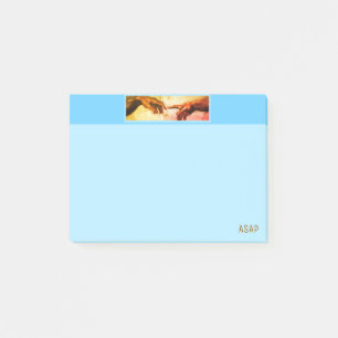 Post-it® Mains de Michelangelo Vintage Art ASAP sur fond bl