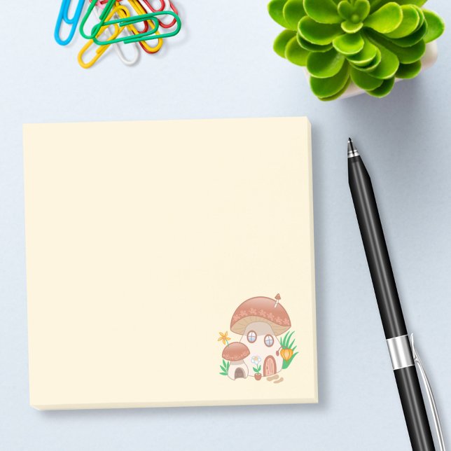 Post-it® Maison de champignons Fée Whimsical Jaune (Créateur téléchargé)