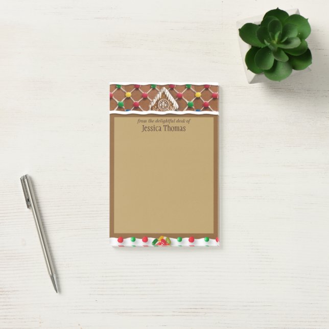 Post-it® Maison en pain d'épices personnalisée (Bureau)