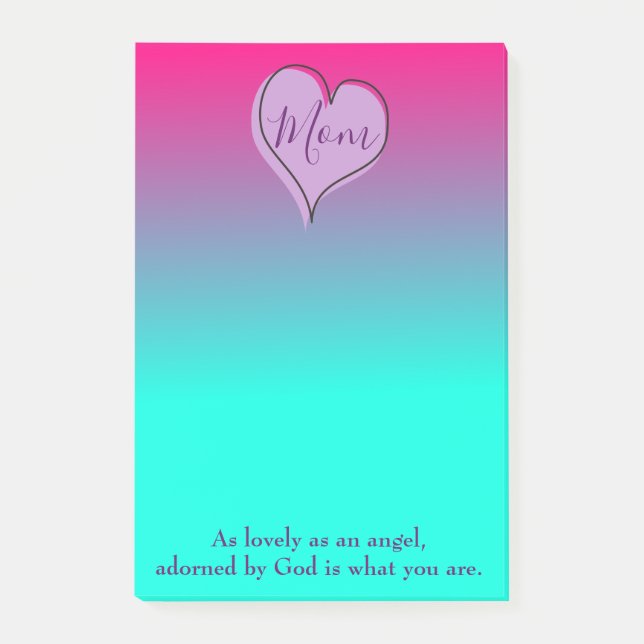 Post-it® Maman Coeur pourpre et bleu Ombre (Devant)